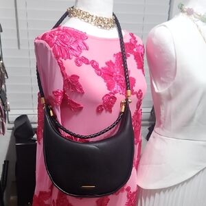 Commense Black Shoulder Bag with Braided Strap